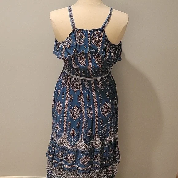 Anthropologie Sasha Ruffled Blue Maxi Dress SZ S - Picture 7 of 7